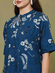 Digital Printed Cotton Blend Kurta With Pants