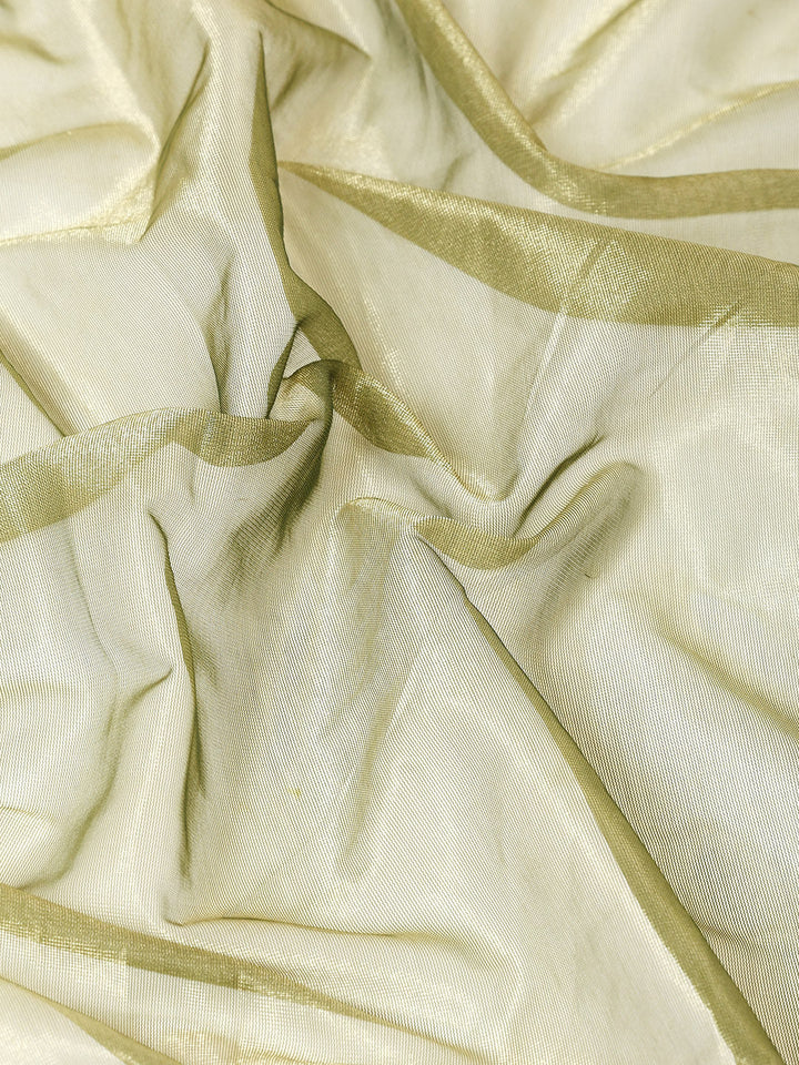 Plain Thread Border Embroidered Tissue Saree