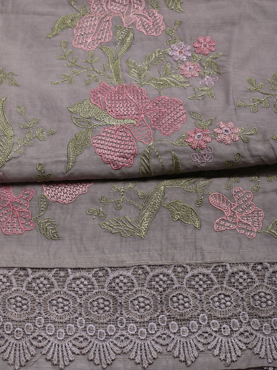 Embroidered Chanderi Unstitched Suit With Dupatta