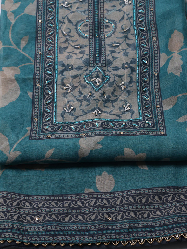 Printed Chanderi Unstitched Suit With Dupatta