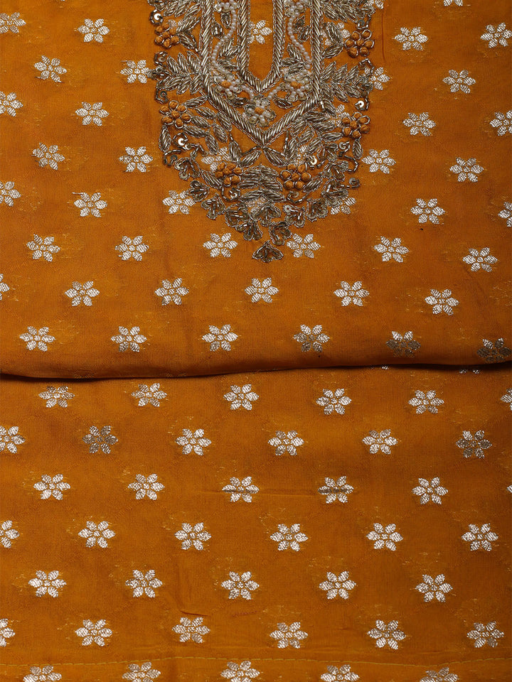 Neck Embroidered Georgette Unstitched Suit With Dupatta