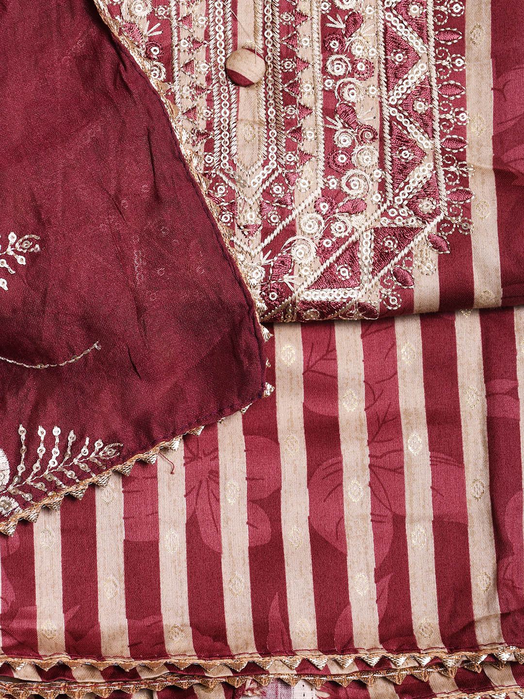 Neck Embroidered Cotton Blend Unstitched Suit With Dupatta