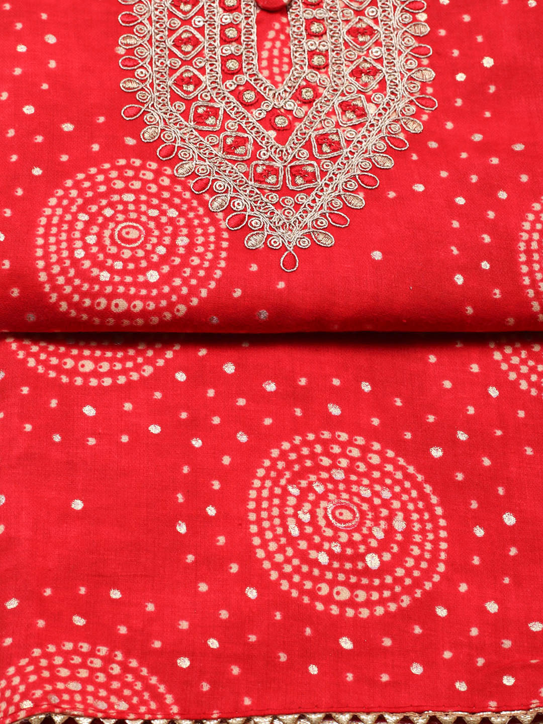 Embroidered Cotton Unstitched Suit With Pant &amp; Dupatta
