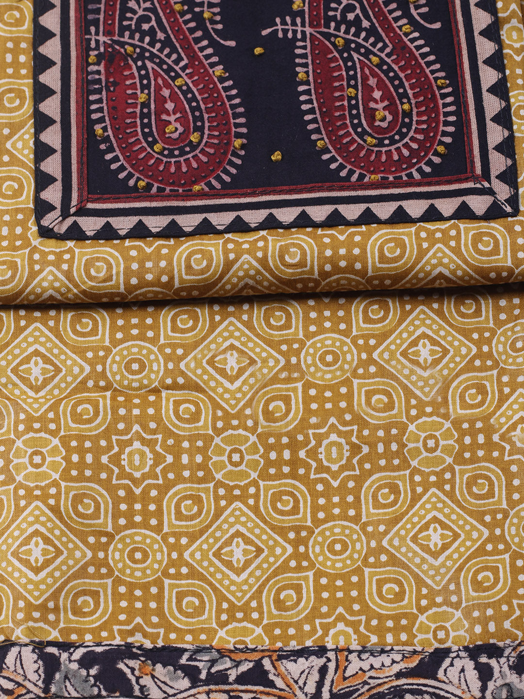 Printed Cotton Blend Unstitched Suit With Pant &amp; Dupatta