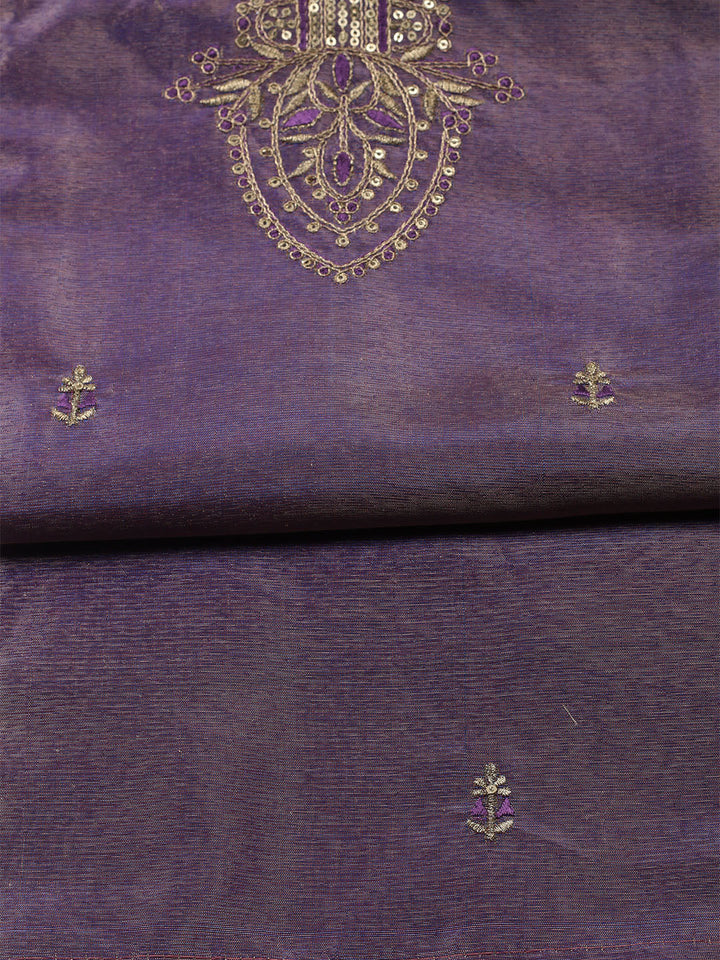 Embroidered Tissue Unstitched Kurta With Pant &amp; Dupatta