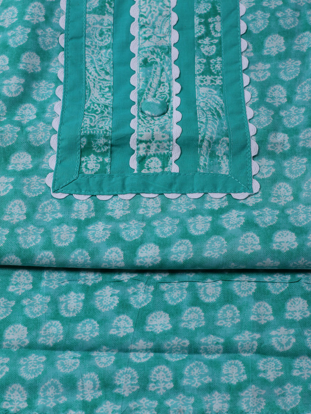 Printed Cotton Blend Unstitched Suit With Dupatta