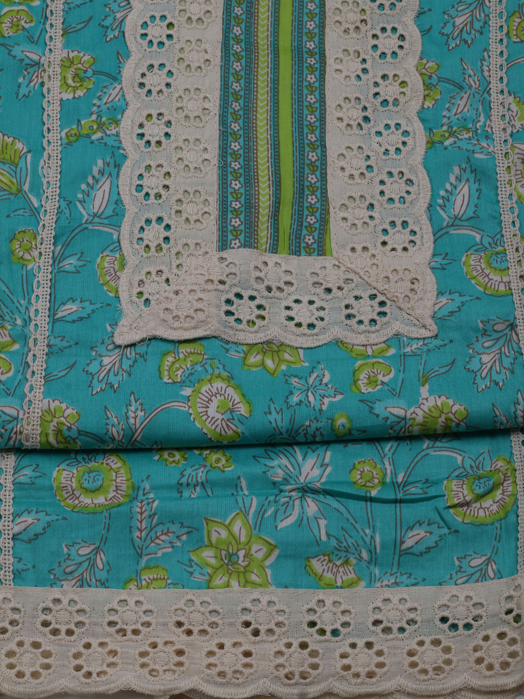 Printed Cotton Blend Unstitched Suit With Dupatta