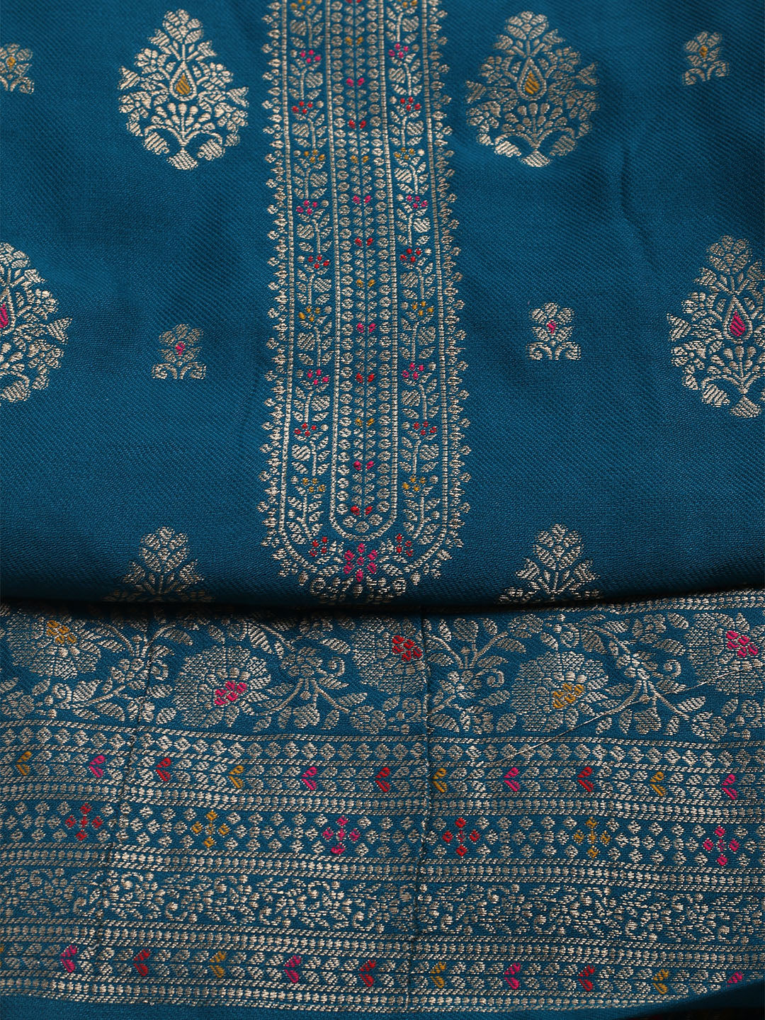Pashmina Woven Design Unstitched Kurta With Pant &amp; Dupatta