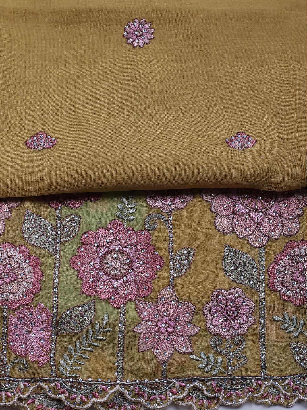 Embroidered Cotton Blend Unstitched Suit With Dupatta