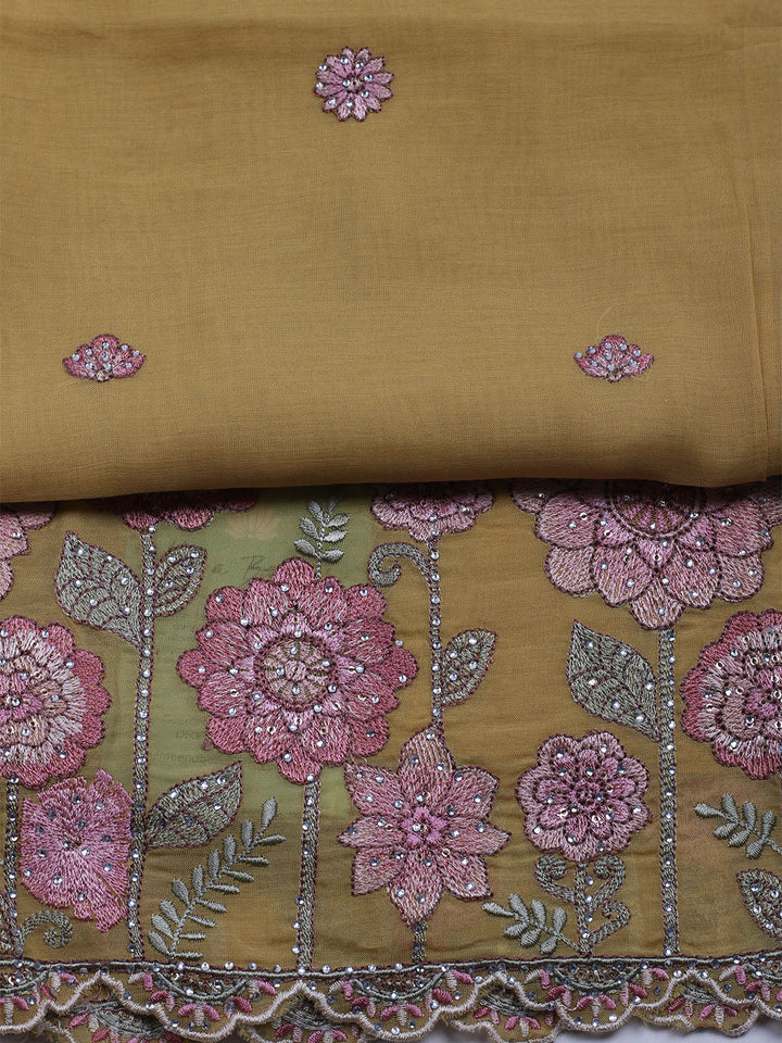 Embroidered Cotton Blend Unstitched Suit With Dupatta
