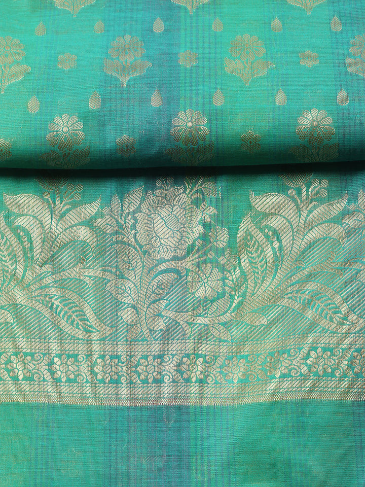Woven Design Chanderi Unstitched Suit With Pant &amp; Dupatta