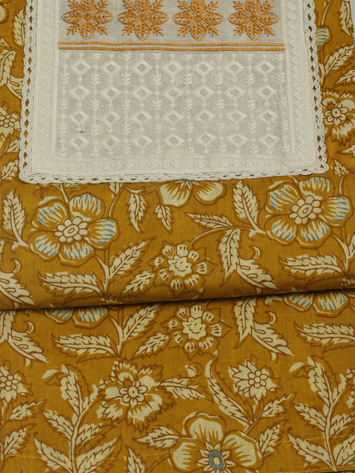 Printed Cotton Unstitched Suit With Pant &amp; Dupatta