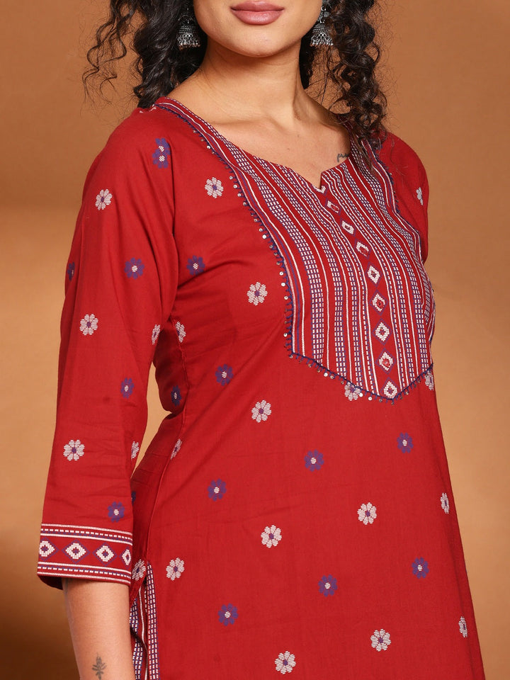 Printed Cotton Blend Kurta With Pant