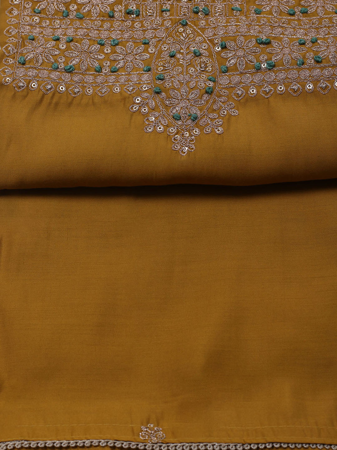 Neck Embroidered Chanderi Unstitched Suit With Dupatta