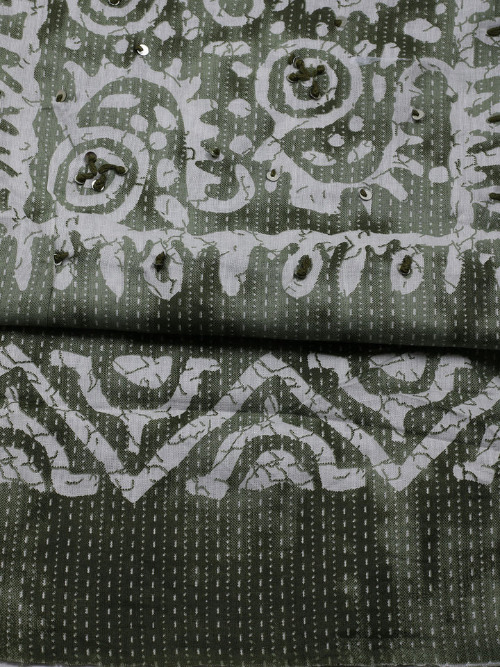 Neck Embroidered Cotton Blend Unstitched Suit With Dupatta