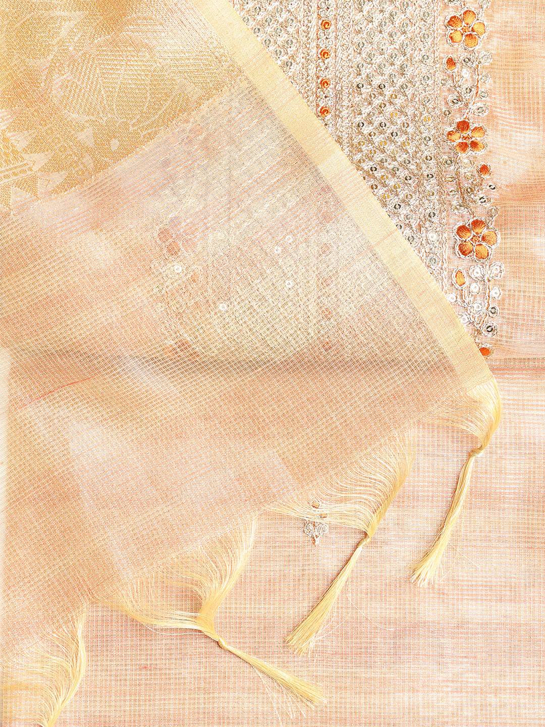 Embroidered Tissue Unstitched Suit With Dupatta