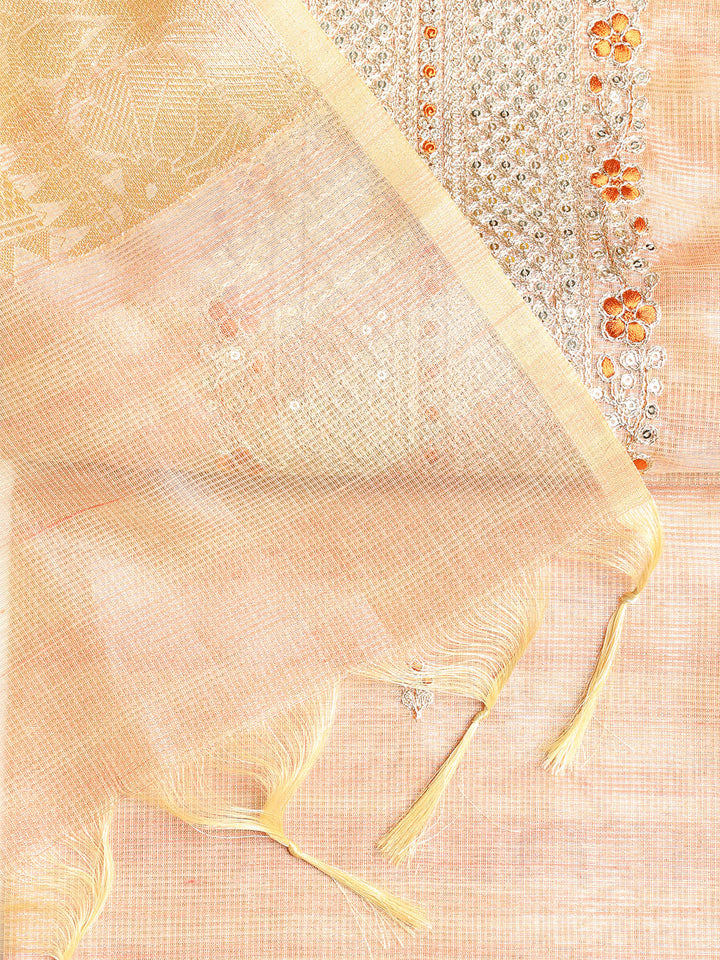 Embroidered Tissue Unstitched Suit With Dupatta