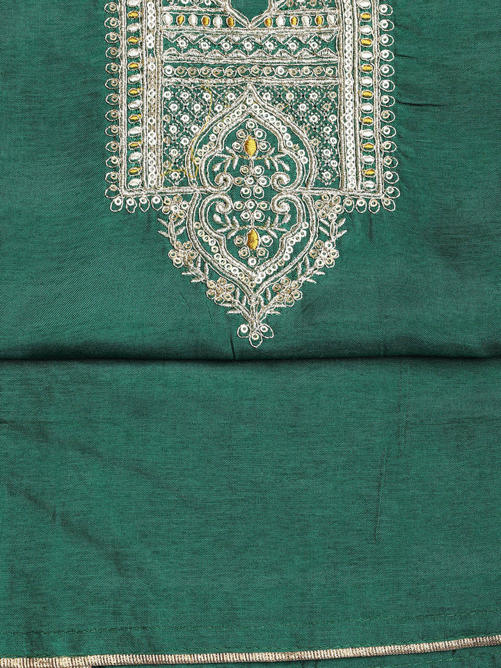 Embroidered Chanderi Unstitched Suit With Dupatta