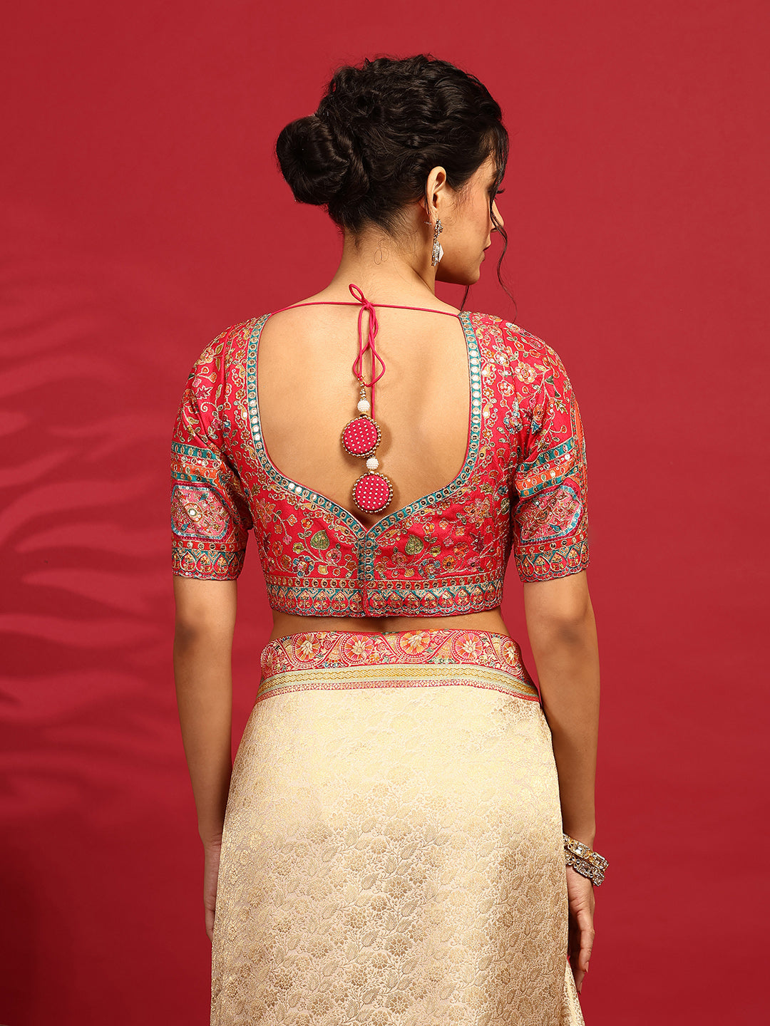 Embroidered Dola Silk Saree