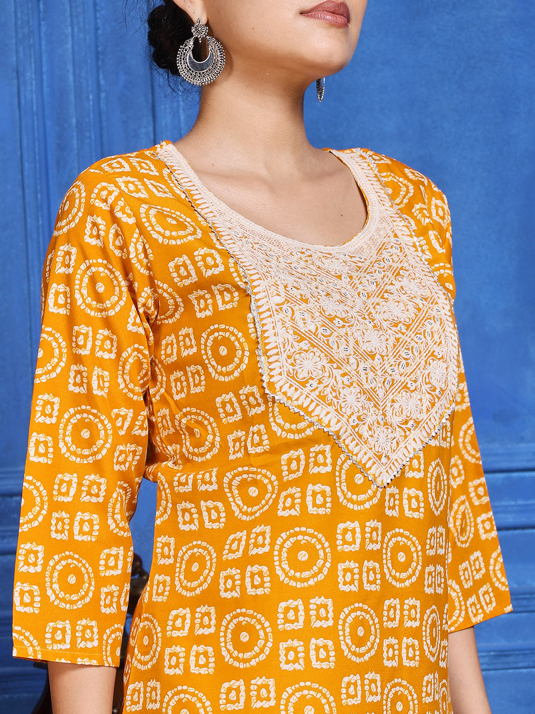 Printed Cotton Blend Kurta With Pants & Dupatta