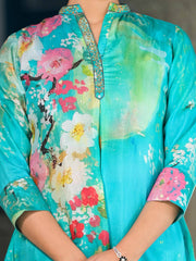 Floral Printed Cotton Straight Kurta With Palazzo