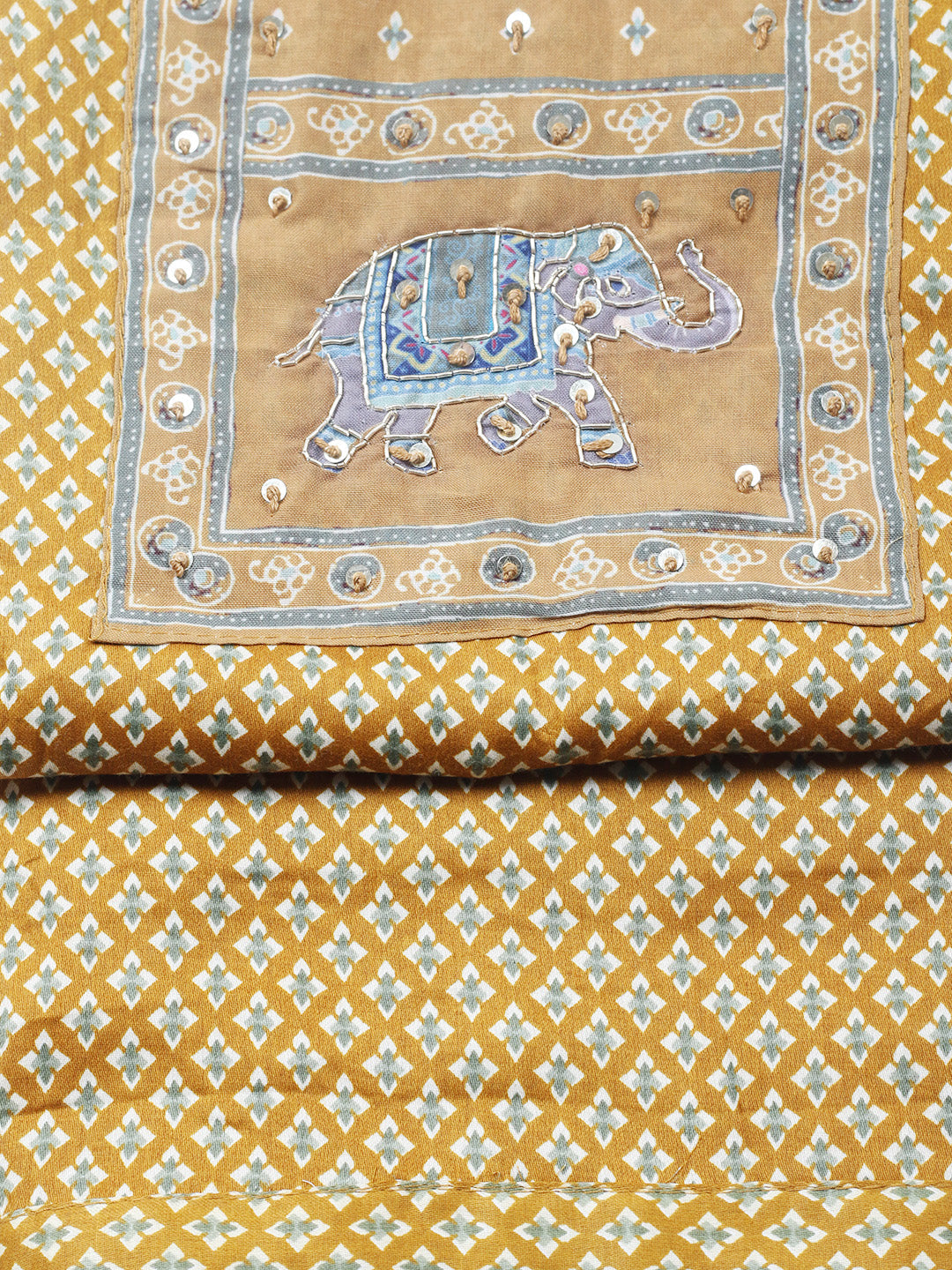Printed Cotton Blend Unstitched Suit With Pant &amp; Dupatta