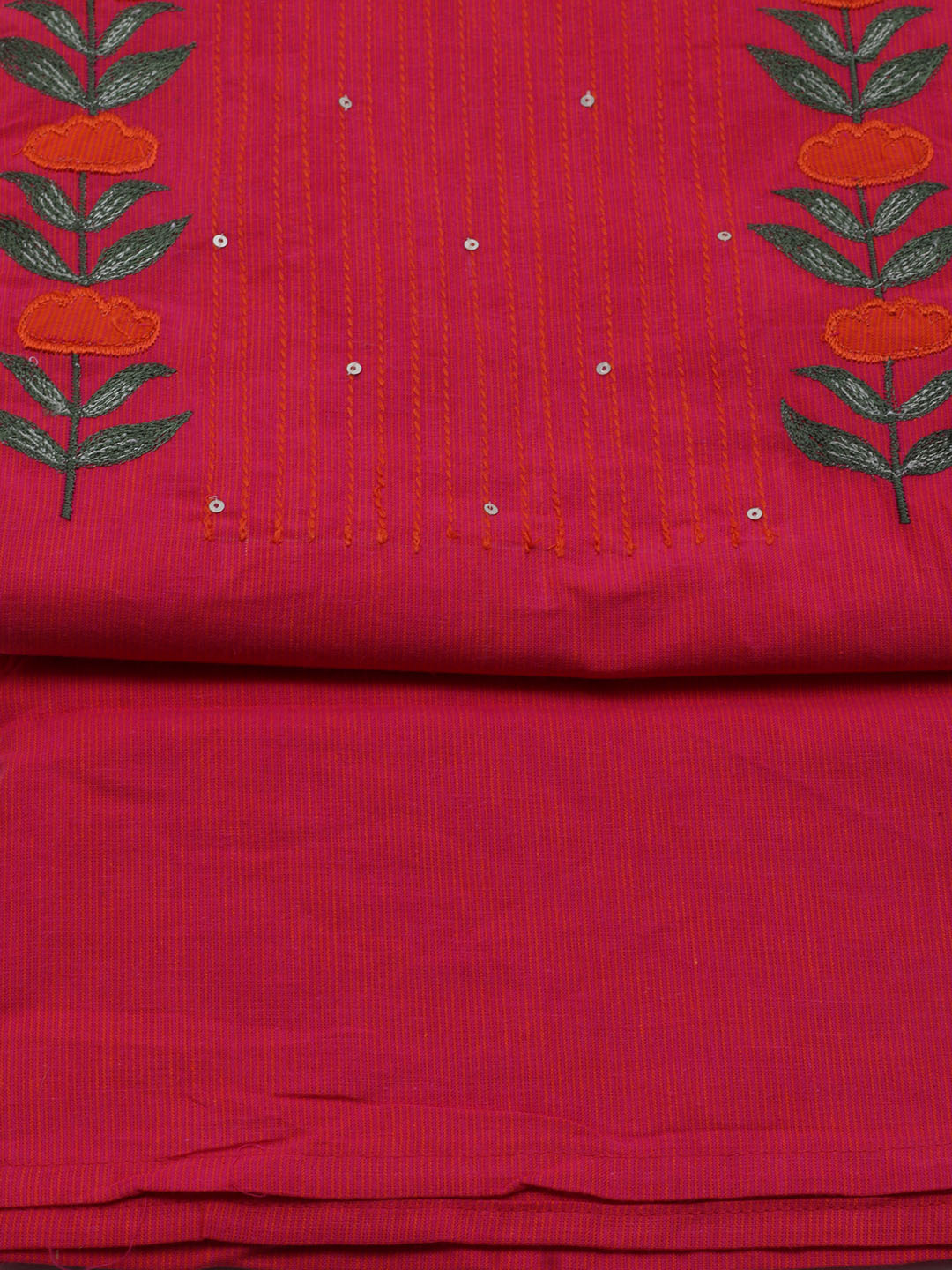 Neck Embroidered Cotton Blend Unstitched Suit With Dupatta
