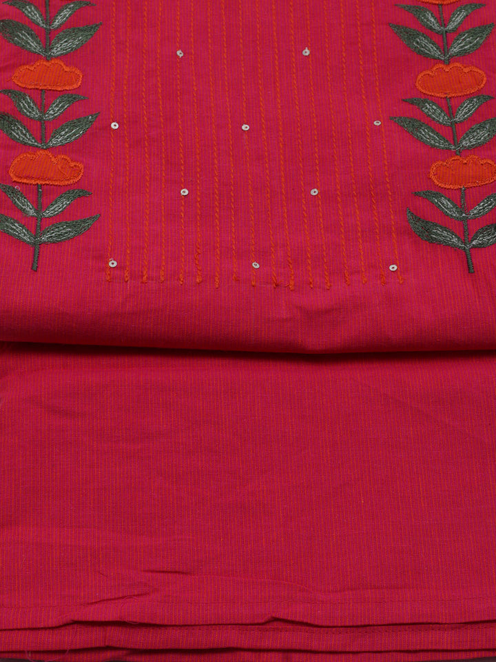 Neck Embroidered Cotton Blend Unstitched Suit With Dupatta