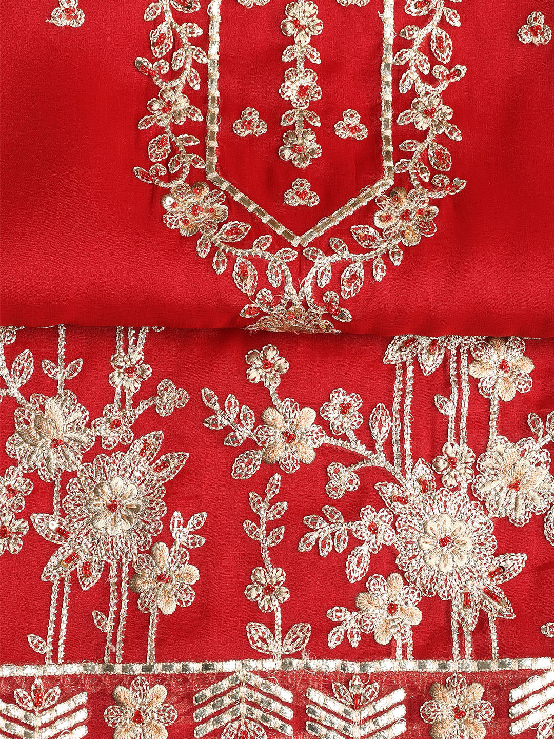 Embroidered Organza Unstitched Suit With Dupatta