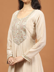 Zari Embroidery Art Silk Kurta With Pants & Dupatta