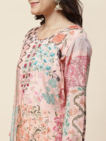 Printed Muslin Kurta With Pants & Dupatta