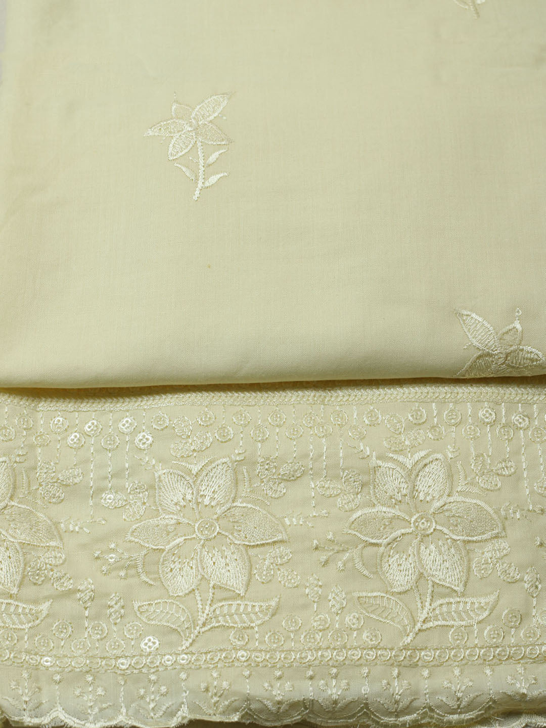 Embroidered Chanderi Unstitched Suit With Pant &amp; Dupatta