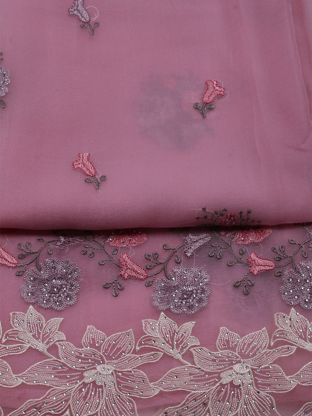 Embroidered Organza Unstitched Suit With Dupatta