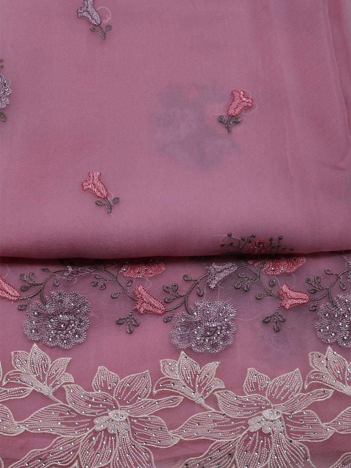 Embroidered Organza Unstitched Suit With Dupatta