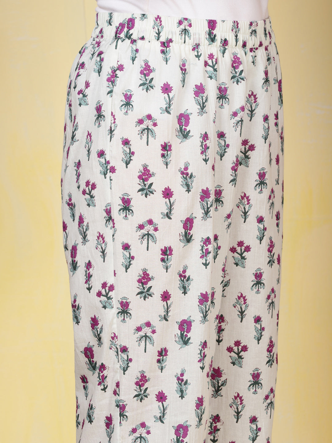 Printed Cotton Blend Kurta With Pants &amp; Dupatta