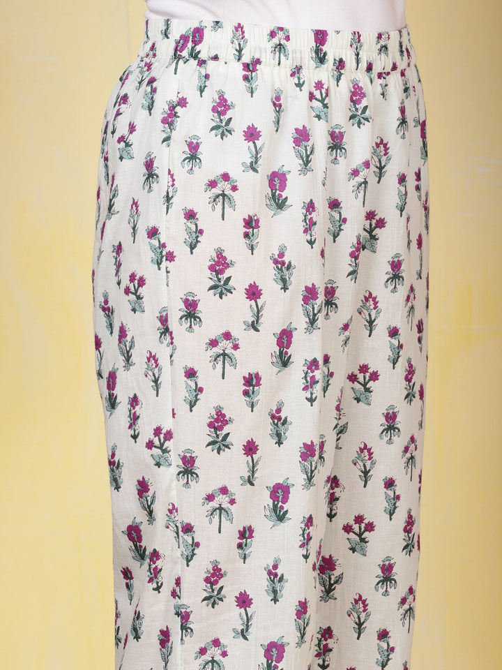 Printed Cotton Blend Kurta With Pants &amp; Dupatta