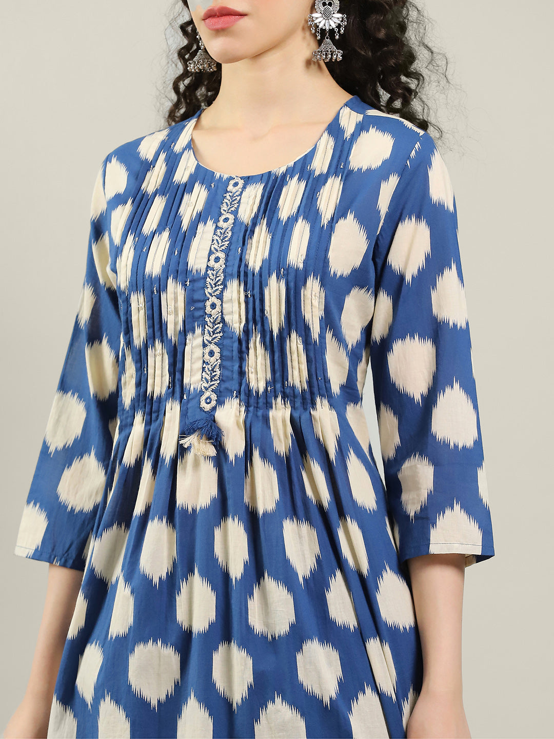 Printed Cotton Blend Kurta With Pants & Dupatta