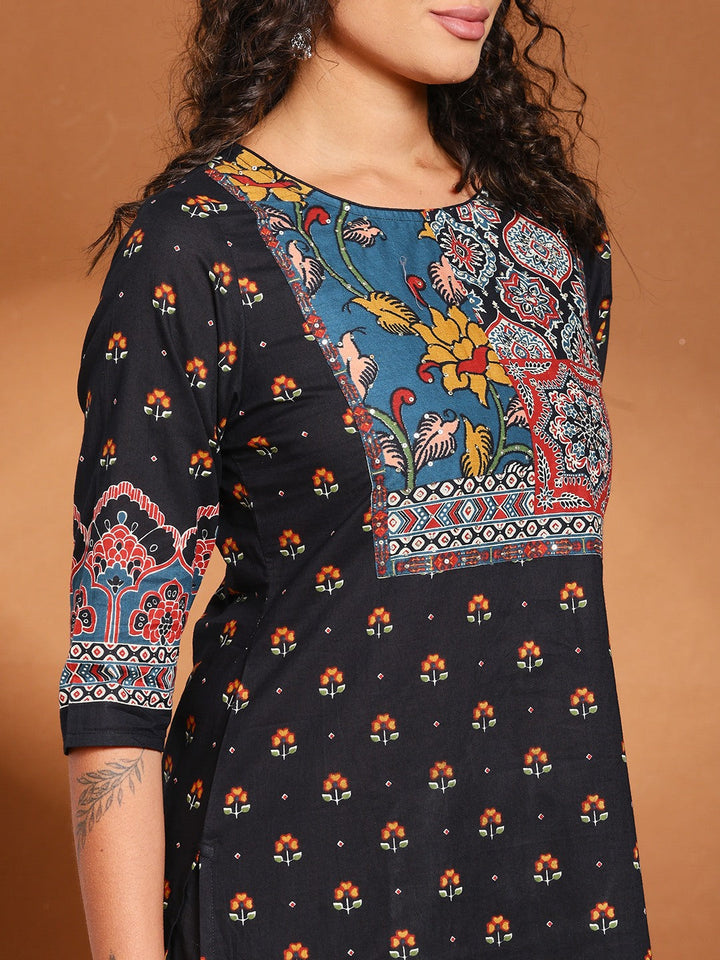 Printed Cotton Blend Kurta With Pant &amp; Dupatta