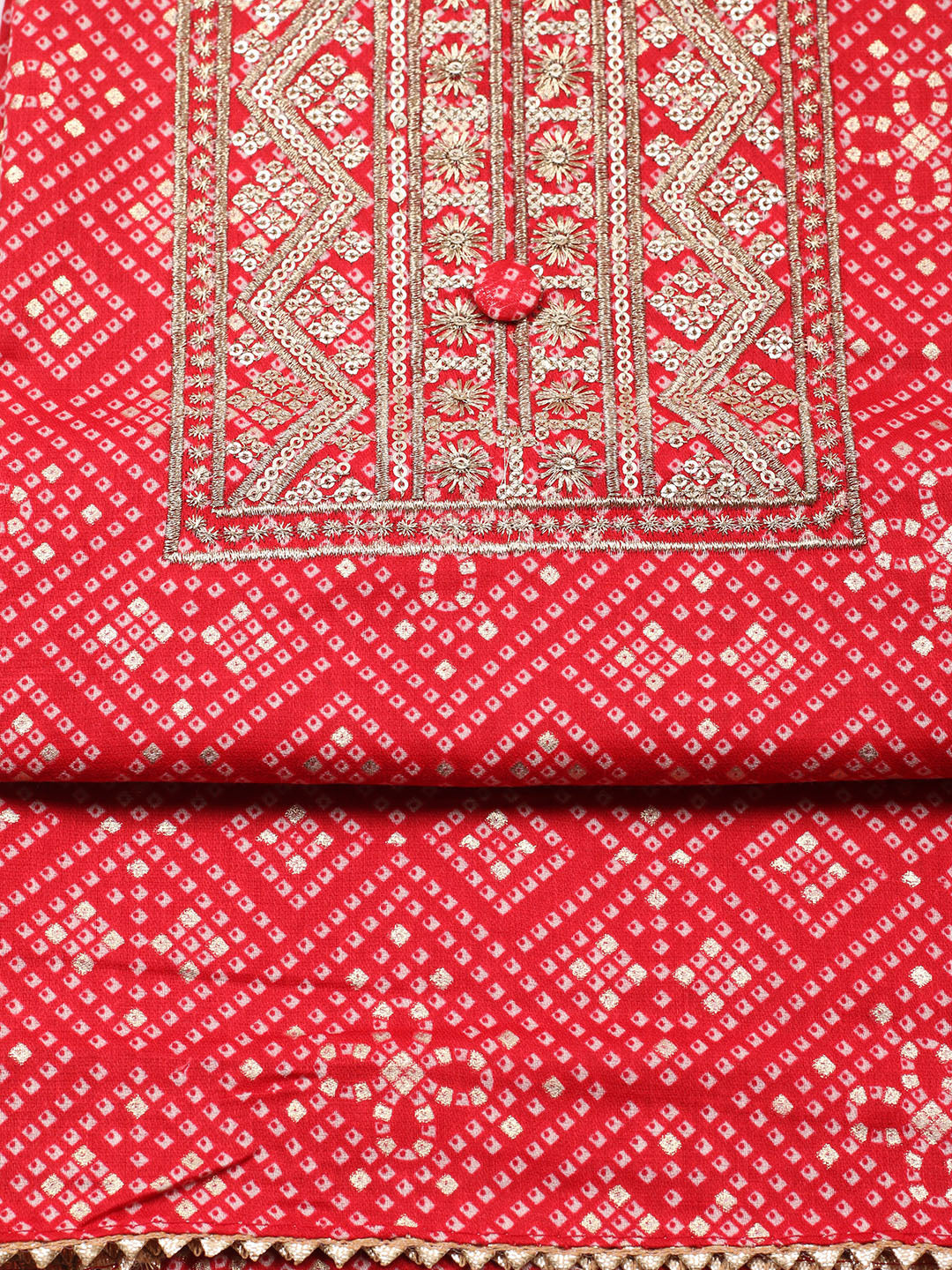Embroidered Cotton Unstitched Suit With Pant &amp; Dupatta