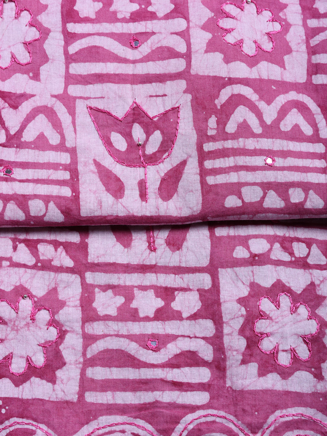 Printed Cotton Blend Unstitched Suit With Pant &amp; Dupatta