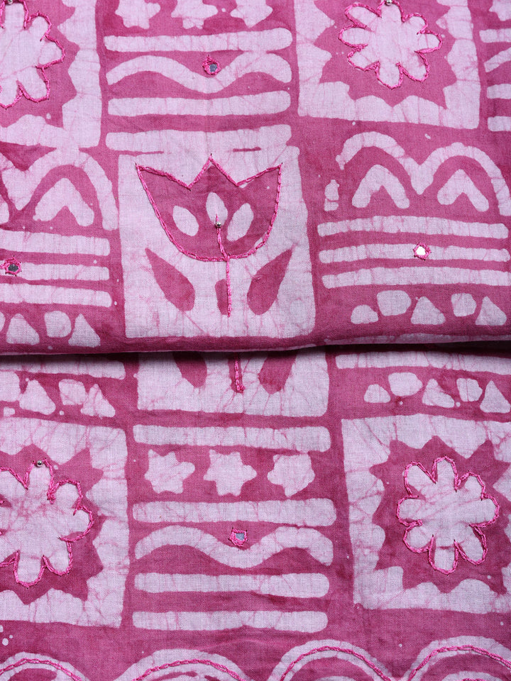 Printed Cotton Blend Unstitched Suit With Pant &amp; Dupatta