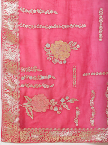 Neck Embroidery Organza Unstitched Suit Piece With Dupatta