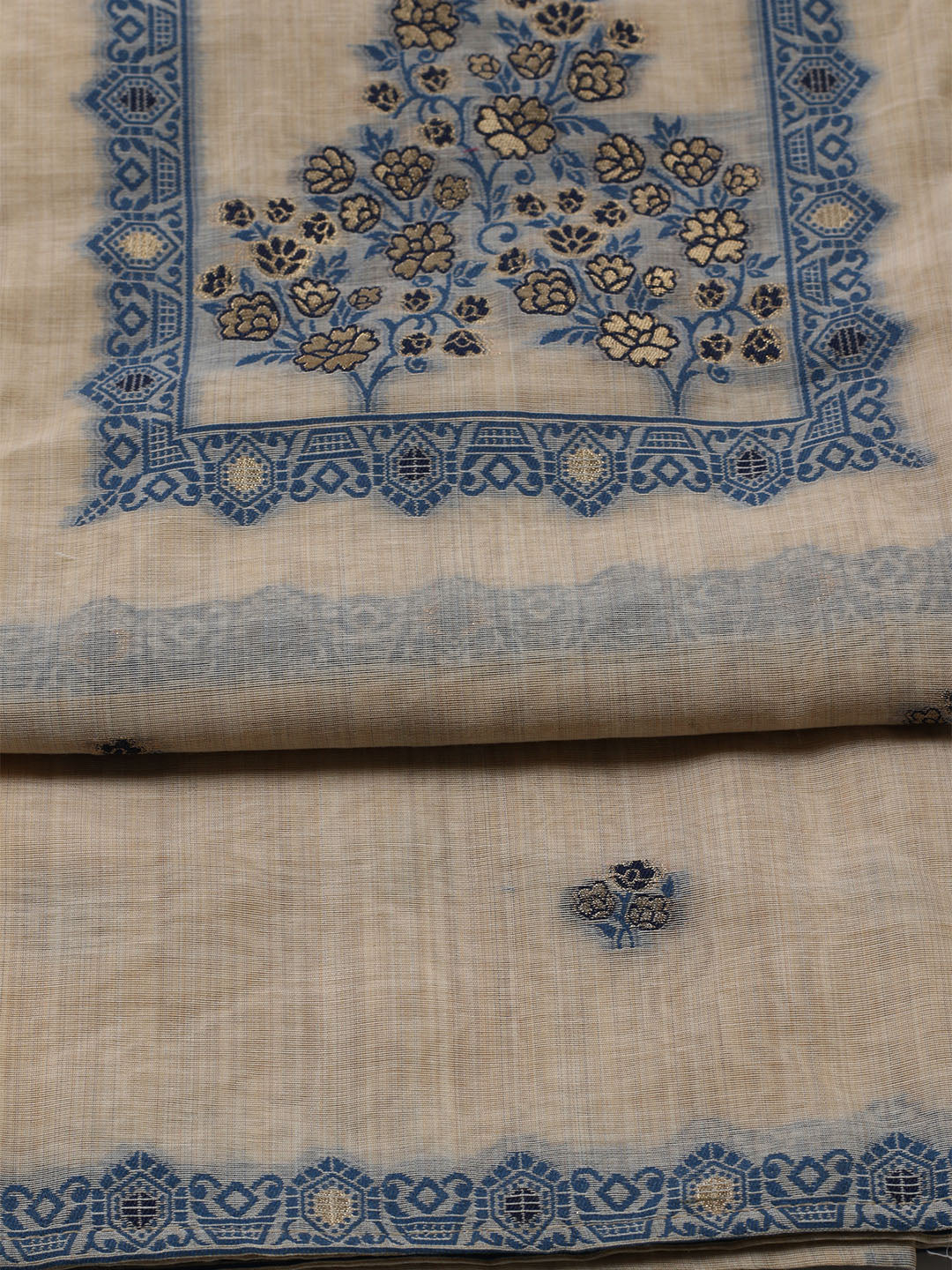 Woven Design Chanderi Unstitched Suit With Dupatta