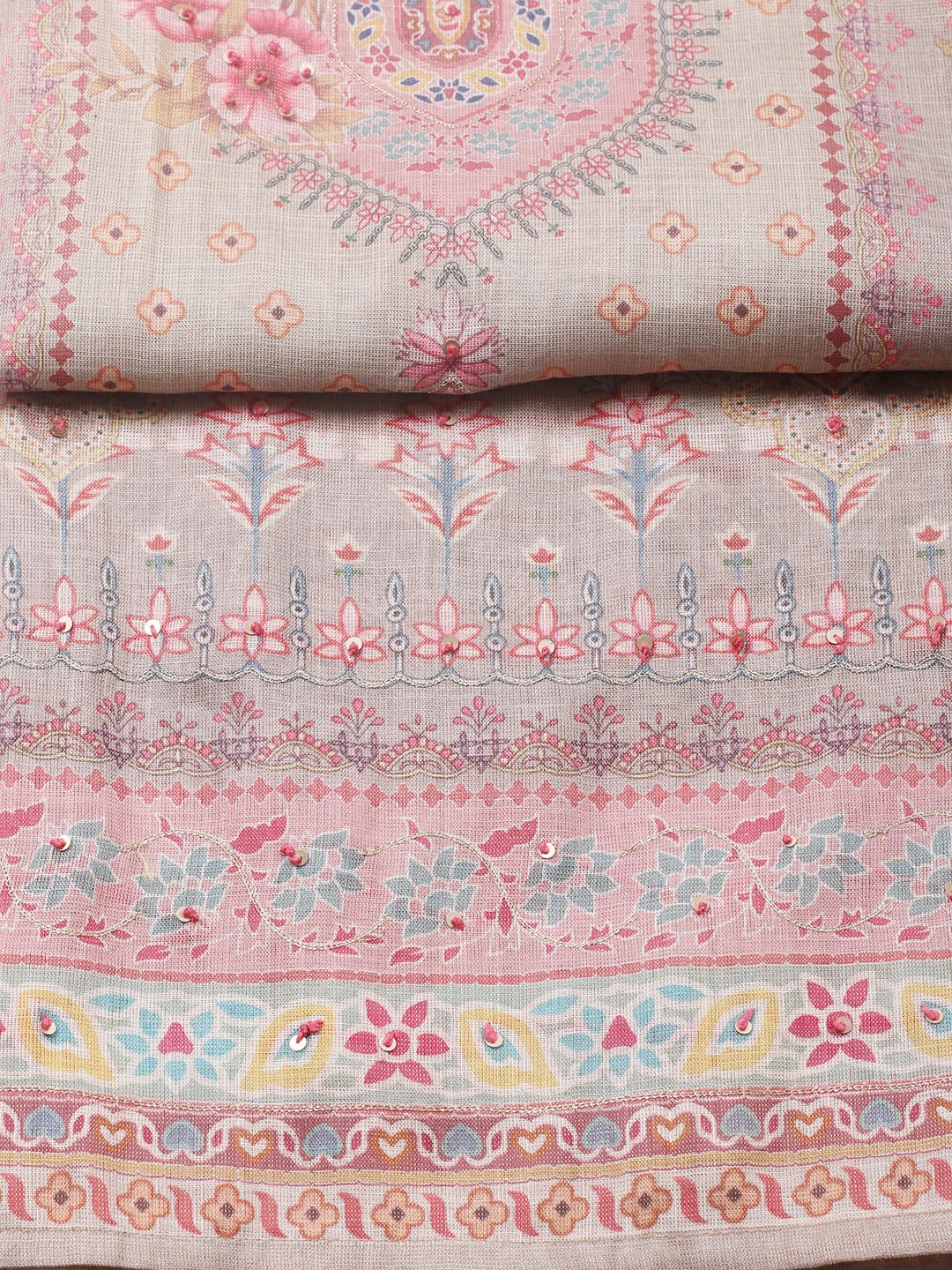 Printed Tissue Unstitched Suit With Pant &amp; Dupatta
