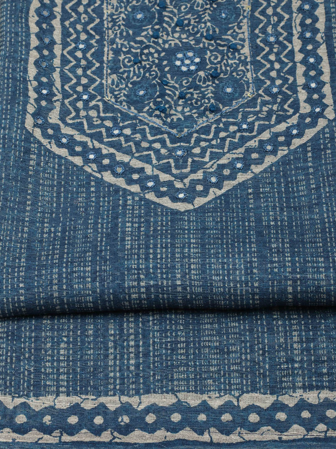 Printed Chanderi Unstitched Suit With Pant &amp; Dupatta
