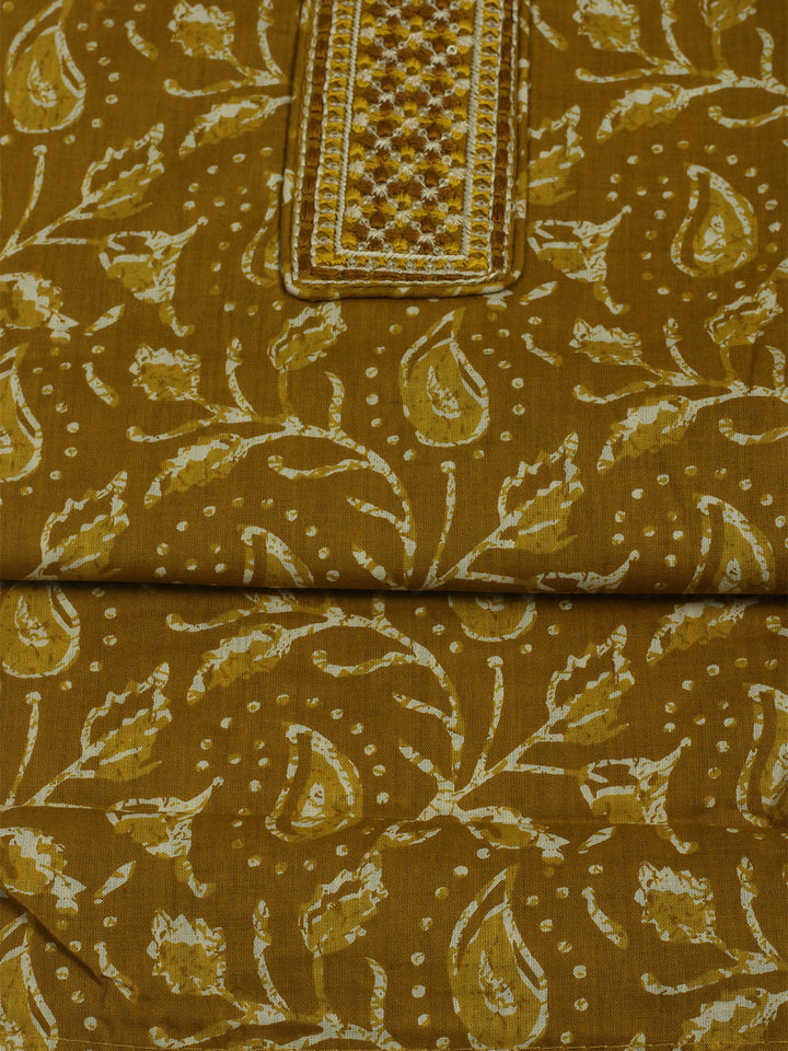 Printed Cotton Unstitched Suit With Pant &amp; Dupatta