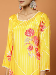 Printed Muslin Kurta With Pants & Dupatta