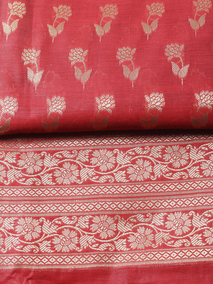 Woven Design Chanderi Unstitched Suit With Pant &amp; Dupatta