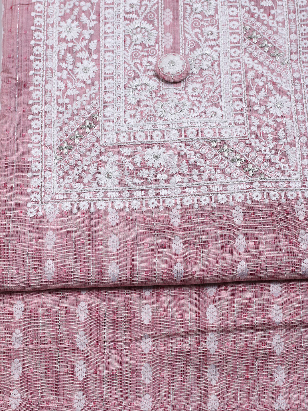 Neck Embroidered Cotton Blend Unstitched Suit With Dupatta