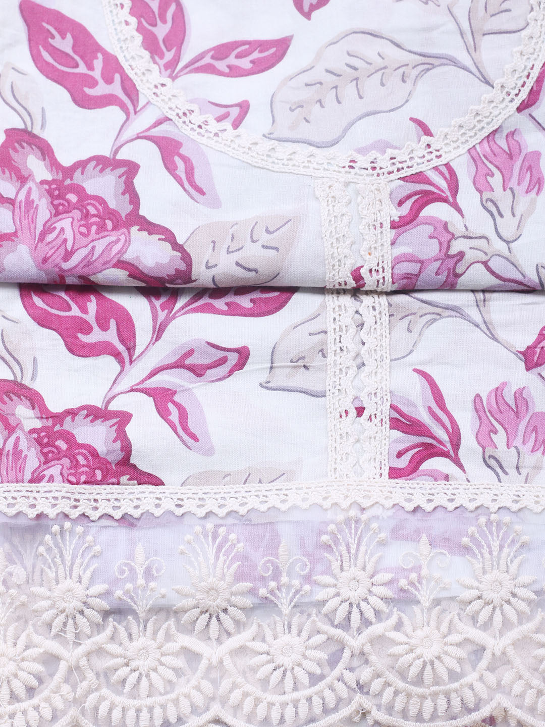 Embroidered Cotton Blend Unstitched Suit With Pant &amp; Dupatta